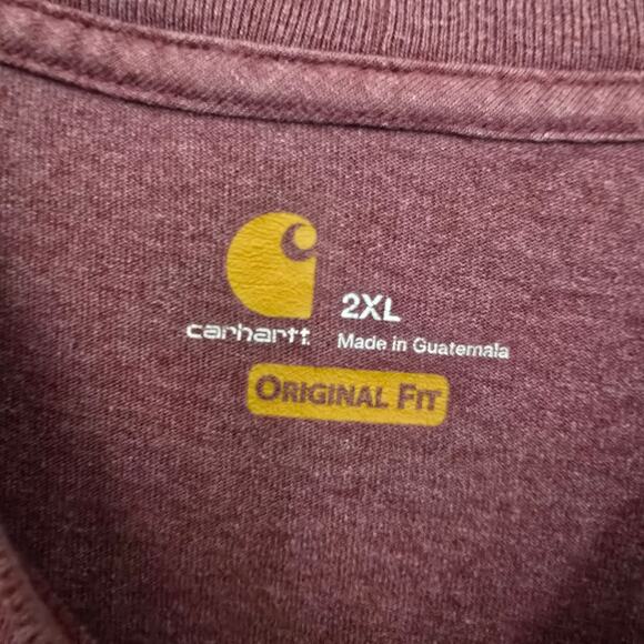 Carhartt Men 2XL Short Sleeve Pocket Shirt Heather Red Original Fit Cotton Blend - Picture 10 of 14